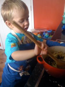 Little Mr A has always loved helping with cooking